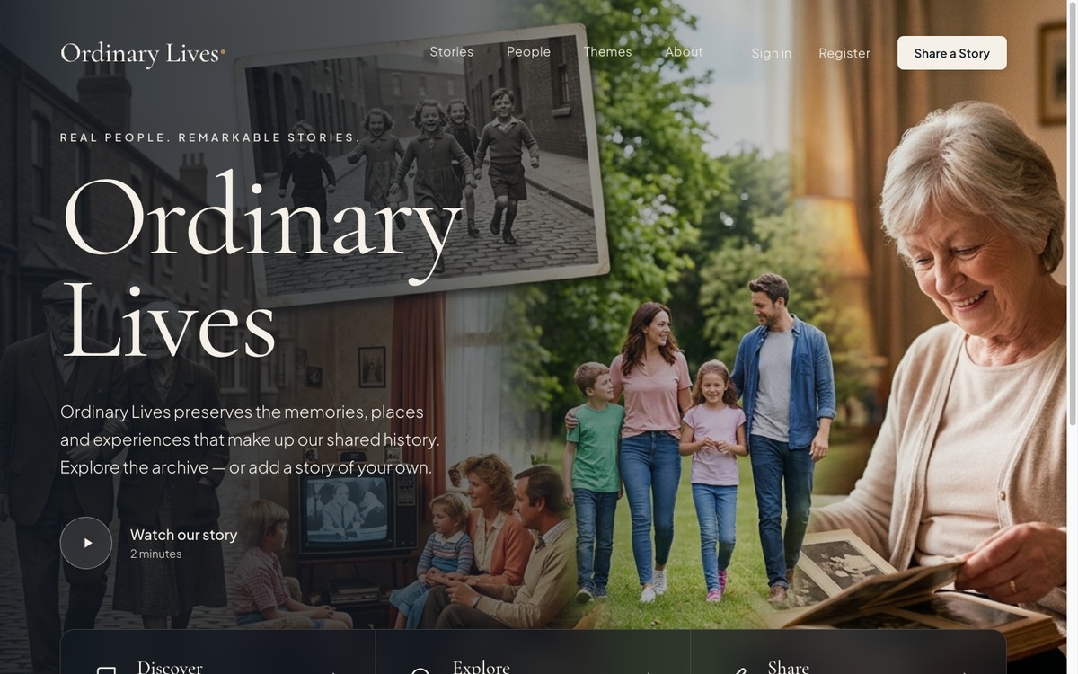 Ordinary Lives homepage screenshot